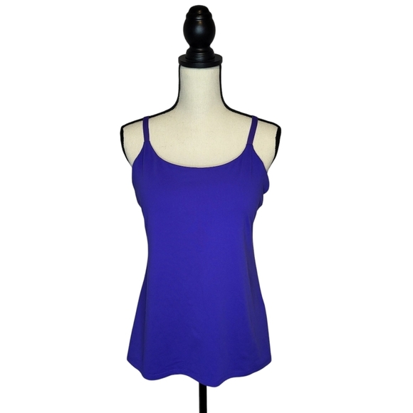 Fabletics women's purple strappy back built-in bra activewear tank top size XL - Picture 1 of 9